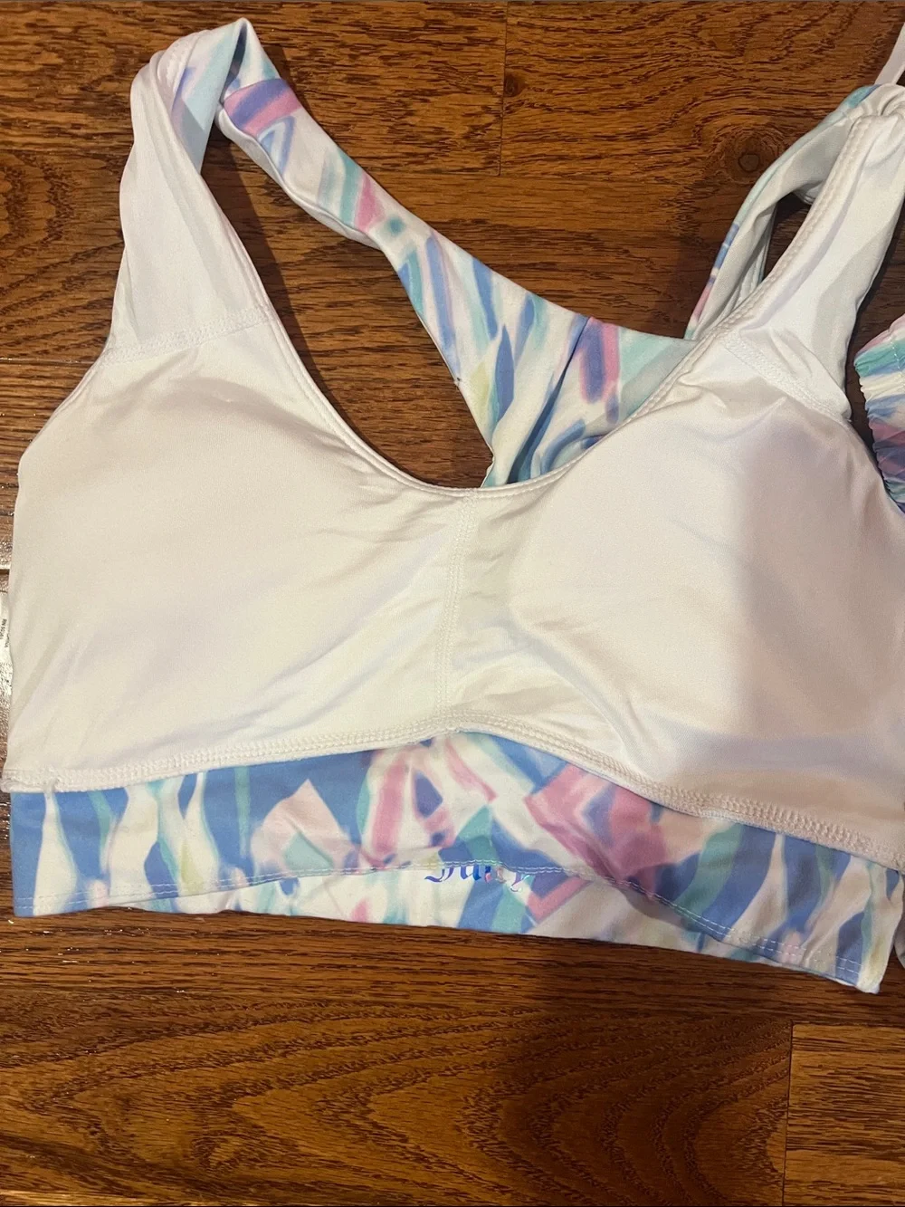 Pastel Abstract Print Sports Bra (M)& Shorts (L) Set
